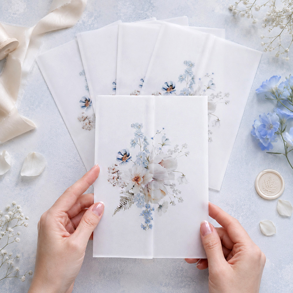 Jackets - 20/50pcs Vellum Wraps for Wedding Invitations