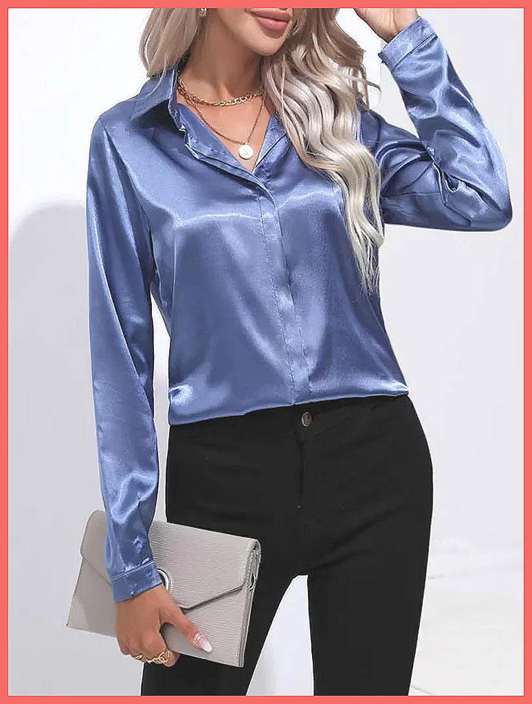 2025 Spring Summer Satin Shirt - Shirts 评论和价格